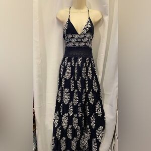 LOVED Navy blue and white pattern Maxi Dress - Large